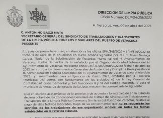 El Ayuntamiento de Veracruz respeta plenamente los derechos laborales de todos los trabajadores del municipio y también mantiene un pleno respeto a la ley