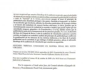 Solicita Winckler que sus audiencias sean públicas y que se permita el acceso a los medios de comunicación