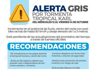 Protección Civil de Boca del Río replica alerta gris por Tormenta Tropical “Karl”