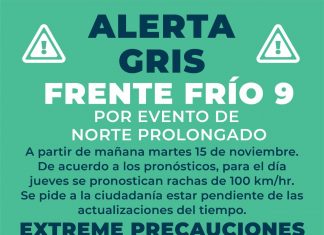 Alerta gris por el Frente Frío No. 9 en el Puerto de Veracruz; se espera norte prolongado a partir de mañana martes