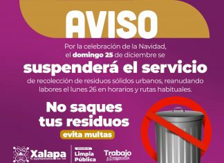 Anuncia Limpia Pública suspensión de servicio durante Navidad y Año Nuevo