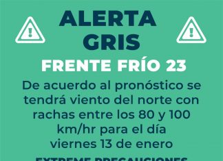 Alerta Gris por Frente Frío No. 23 en el Puerto de Veracruz