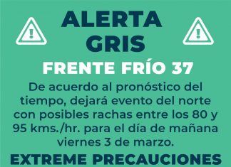 Alerta Gris por la entrada del Frente Frío No. 37 en el Puerto de Veracruz