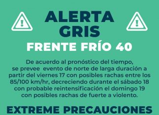 Alerta Gris por la entrada del Frente Frío No. 40 en el Puerto de Veracruz