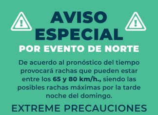 Aviso especial por evento del norte en el Puerto de Veracruz