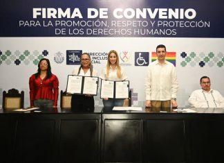 Firma Paty Lobeira de Yunes convenio de colaboración con la Comisión Estatal de Derechos Humanos