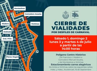 Cierre de vialidades por los desfiles del Carnaval