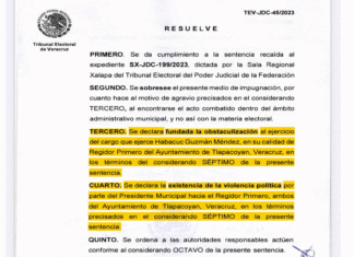 Presidente Municipal de Tlapacoyan y Director de Obras Públicas sentenciados por violencia política