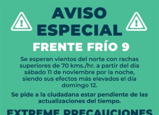 Aviso especial por la entrada de Frente Frío No 9 en el Puerto de Veracruz