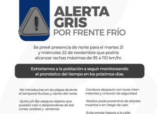 Autoridades de Boca del Río dan seguimiento a la Alerta Gris por Frente Frío y sus efectos