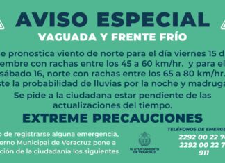 Aviso especial por vaguada y Frente Frío en el Puerto de Veracruz