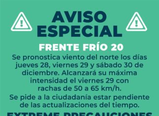 Aviso especial por Frente Frío No. 20 en el Puerto de Veracruz