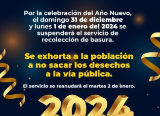 No habrá servicio de Limpia Pública 31 de diciembre y 1 de enero