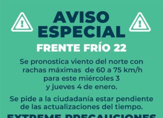 Aviso Especial por Frente Frío No. 22 en el Puerto de Veracruz