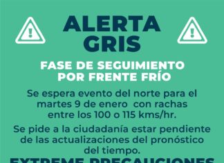 Alerta gris en fase de seguimiento por Frente Frío en el Puerto de Veracruz