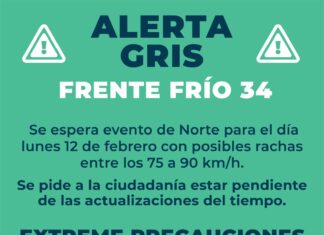 Alerta Gris por la entrada del Frente Frío No. 34 en el Puerto de Veracruz