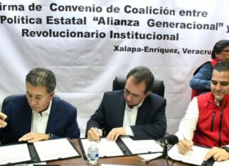 PRI Veracruz y la Asociación Política Alianza Generacional, firman convenio de coalición