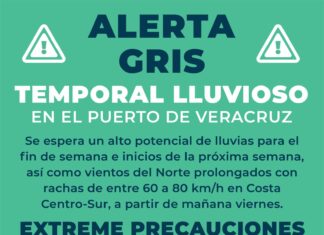 Alerta Gris por Temporal Lluvioso en el Puerto de Veracruz