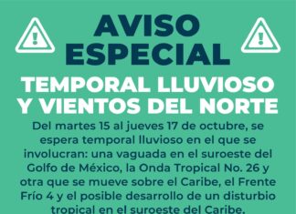 Aviso Especial por temporal lluvioso y vientos del norte en el Puerto de Veracruz
