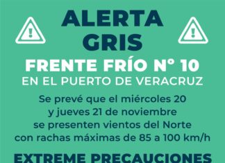Alerta Gris por Frente Frío No. 10 en el Puerto de Veracruz