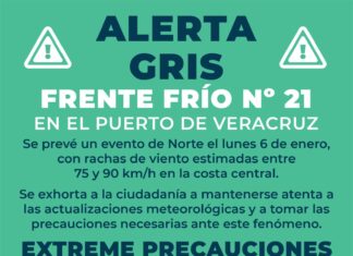 Alerta Gris por el Frente Frío No. 21 en el Puerto de Veracruz