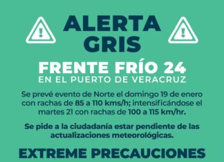 Alerta Gris por el Frente Frío No. 24 en el Puerto de Veracruz