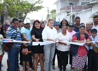Inaugura la alcaldesa Paty Lobeira obra de rehabilitación con concreto hidráulico en Los Predios