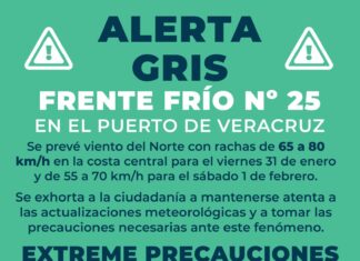 Aviso especial por el Frente Frío No. 25 en el Puerto de Veracruz