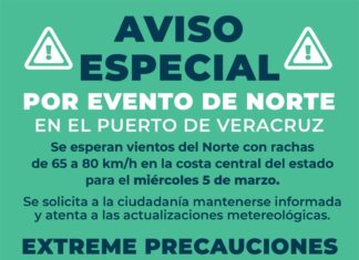Aviso especial por evento de Norte en el Puerto de Veracruz