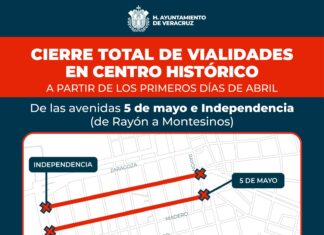 Habrá cierre vial en Avenidas Independencia y 5 de Mayo, de Rayón a Montesinos, por obras del Centro Histórico