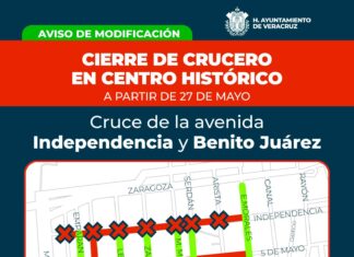 Cierre temporal del crucero de Independencia y Juárez en el Centro Histórico