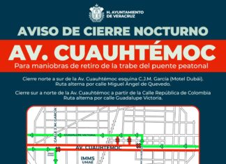 El Ayuntamiento de Veracruz informa sobre el cierre nocturno en avenida Cuauhtémoc