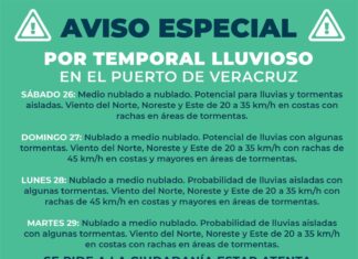 Aviso Especial por Temporal Lluvioso en el Puerto de Veracruz