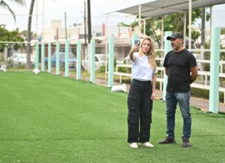 La alcaldesa Paty Lobeira supervisa la rehabilitación integral de la Unidad Deportiva “El Arenal” en Las Brisas
