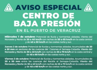 Aviso Especial por centro de baja presión en el Golfo de México