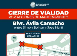 Por labores de mantenimiento permanecerá cerrado el Bulevar Ávila Camacho de Bolívar a Martí, en ambos sentidos