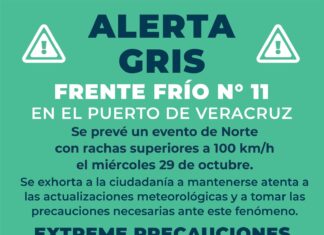 Alerta Gris por Frente Frío No. 11 en el Puerto de Veracruz