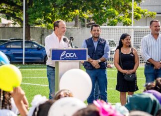Entrega Alcalde Juan Manuel Unánue cancha nueva de fútbol a la Escuela Primaria “Quetzalcóatl”