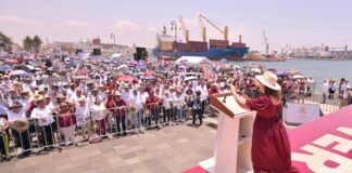 En precarias condiciones, obligaron a policías de Veracruz a asistir al mitin de Morena y Rocío Nahle