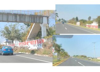 Morena ilegalmente hace pintas en puentes, bardas de particulares y en propiedad federal