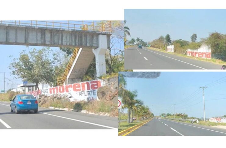 Morena ilegalmente hace pintas en puentes, bardas de particulares y en propiedad federal